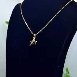 Gold Plated 1mm New Model Box Chain With Star Pendant With White Stone For Women.