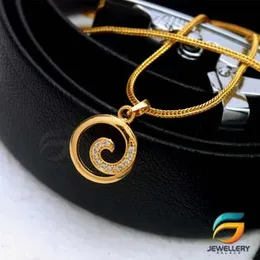 Gold Plated Chain With Pendant 18/24 inch 02MM Fox Chain with Medium Derana Pendant Necklace for Ladies & Girl-60cm