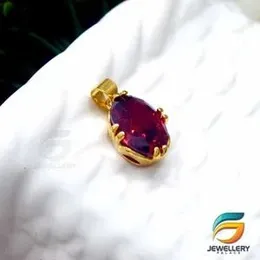 Gold Plated Pendant Stylish Red Oval Shape Stone Pendant Rich Look For Women and Girls.