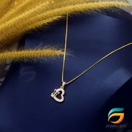 Gold Plated Guaranteed 18/24 inch 01mm Box Chain with Heart Pendant With Butterfly Necklace for Ladies.