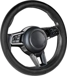 Edylinn Microfiber Leather Auto Car Steering Wheel Cover - Black Color, for i10