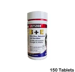 VETZEE B+E 150 Tablets with Zinc, Selenium & Carnitine For Dogs Pets To Help Aid Muscle Strenth & Vitality