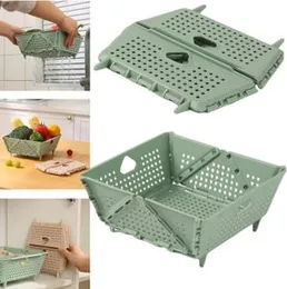 Collapsible Strainers and Colanders for Kitchen, Plastic Foldable Storage Basket, Space-Saving, BPA-Free, Dishwasher Safe Sink Drainage Basket for Fru