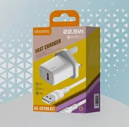 Abodos AS-CS268 22.5W QC3.0 Wall Fast Charger Kit