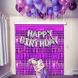 Square Box Shaped Foil Fringe Curtain Birthday Decoration
