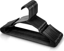 12 Pieces Cloth Hangers for Wardrobe - Space Saving Cupboard Storage Organizer - Plastic Hanger Set for Saree, Shirt, Dress (Black)