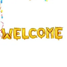 7Pcs 16" WELCOME Letter Banner Balloon Party Foil GOLD