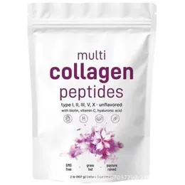 Multi Collagen Peptides Powder - Hydrolyzed Protein Peptides (Type I,II,III,V,X) with Hyaluronic Acid, Biotin & Vitamin C Unflavored