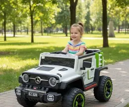 12V Kids Electric Ride-On Car â G-Class White with Green Stripes | Rechargeable Battery & Remote Control