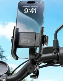 Universal Motorcycle and Bike Phone Holder with Bag Hook, 360-degree Rotatable Bracket—Model CZ054, Secure Grip for Smartphones on Motorcycles and Bic