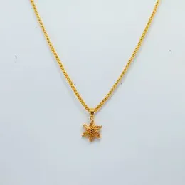 22kt Plated 2mm Bismarck Chain With  Open Flower With White Stones Pendant For Women.