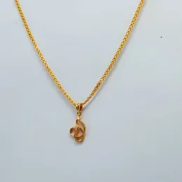 Gold Plated 2mm Bismarck Chain With Artful Casting Pendant for Women-18 inch