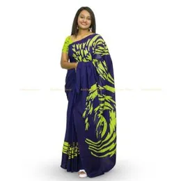 Luminous Green with Batik Crack Batik Saree Sri Lanka
