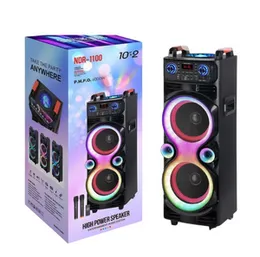NDR-1100 Double 10â³ High Power Wireless Bluetooth Party Speaker with LED Lights & Stereo Sound