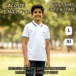 Lacoste Boys Premium 220 GSM Collared T-Shirt â High-Quality Kids Polo (Ages 10â16 Years)