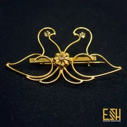 Swan Theme Saree Brooch Gold Plated