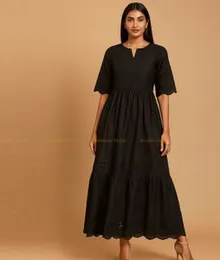 Black Cotton Embroidery Frock