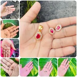 Gold plated rich look new design Diana jeweler set white, pink, red, purple fixed stone, earring, pendent for women and girl gift items for girls