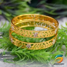 Gold bangle Set Designer With White Stone For Women.