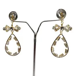Vintage Antique Brass Crystal Double Drop Bridal Earrings