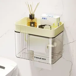 Toilet Tissue Box - Wall Mounted Transparent & Top Shelf