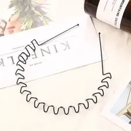 1 pc Non Slip Unisex Black Metal Spiral Wave Headband Men Women Flexible Sports Hair Band Hair Accessories