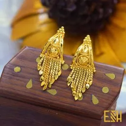 EHS Gold Plated Traditional Stylish Drop Earrings with Hanging Chain for Women