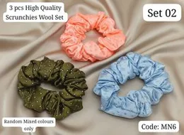 3 Pcs High Quality Wool Scrunchies Set | Random Mixed Colours
