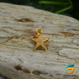 22kt Gold Star Pendant With Zirconia White Stones Pendant  For Women.