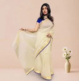 Butter With Gold & Blue ORGANZA COTTON