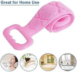 Silica gel Bath brush Towel two stop scrubbing belt body Scrub Silicone Back Scrubber for Shower Soft Rubbing Massage Bubble with Body Cleaner and Sha