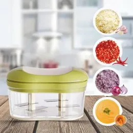 Garlic Chopper, Garlic Mincer Onion Vegetable Manual Food Chopper Portable Small Food Processor for Chili Peppers Fruits Household Kitchen
