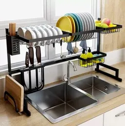 2 TIER DISH RACK, WITH UTENSIL HOLDER AND CUTTING BOARD HOLDER, KITCHEN COUNTERTOP.