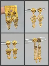 Gold-plated fashion dangle earrings featuring floral and heart designs (1Pair)