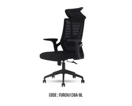 BLACK HIGH BACK MESH MGMT.CHAIR J138A-BL CHROME/BASE