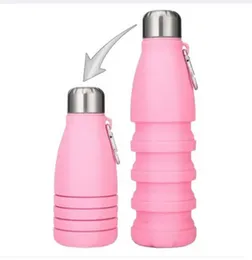 Cute Collapsible Silicone Water Bottle - Reusable Leakproof Travel Silicone Water Bottle BPA Free Foldable Sports Bottles