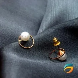 Round Earrings For Women Gold Plated Stud Earrings With Pearl.