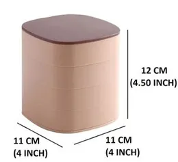 Plastic 4 Layer Portable 360 Degree Rotating Jewelry Storage Organizer Box with Mirror for Earrings Ring Bracelet Lipstick