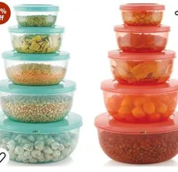 Containers Set for Fridge & Kitchen,Round, Multi color,