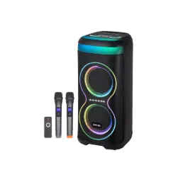 NDR-815 Portable Bluetooth Karaoke Speaker with Dual 8â³ Woofers, Wireless Mic & LED Lights