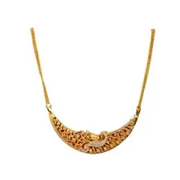 Gold Plated Traditional Bridal Sawadi Pendant with 4MM Bismark Long Chain for Women