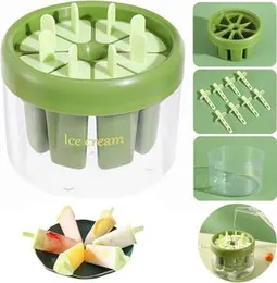 Multicolour Plastic Reusable Ice Pop Makers, Homemade 8 Grid Popsicle, Ice Cream Mold with Sticks and Ice Box, Easy Release Popsicle Maker