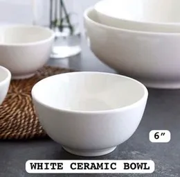 Premium 6pcs White Ceramic Small Bowls 6 Inch Salad Dessert Serving Set for Home Dining Everyday Use