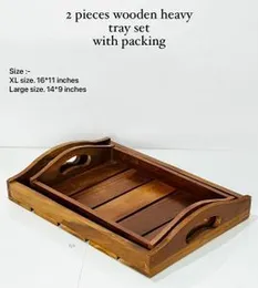 2pcs wooden heavy tray set with packing