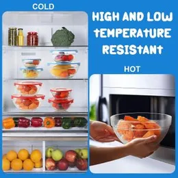 Glass Bowl Sets with Lids 5 Pcs Microwave Glass bowl Set Kitchen Glass Ware set Spice Organizers Multi colors