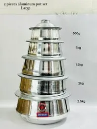 5Pcs Aluminum Pot Set â Large | Durable & Lightweight Cookware