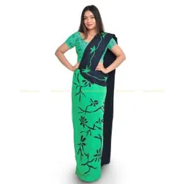 Dark Blue with Green Batik Saree Sri Lanka