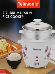 Telesonic TL-222 2.2L Drum Design Rice Cooker - 900W Automatic Keep Warm Non-Stick Pot Steamer Basket Family Cooker