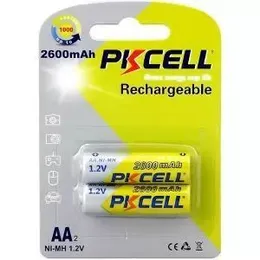 PKCELL NiMH Rechargeable Battery AA 2600mAh 2 pcs