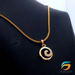 Gold Plated Chain With Pendant 18/24 inch 02MM Fox Chain with Medium Derana Pendant Necklace for Ladies & Girl.